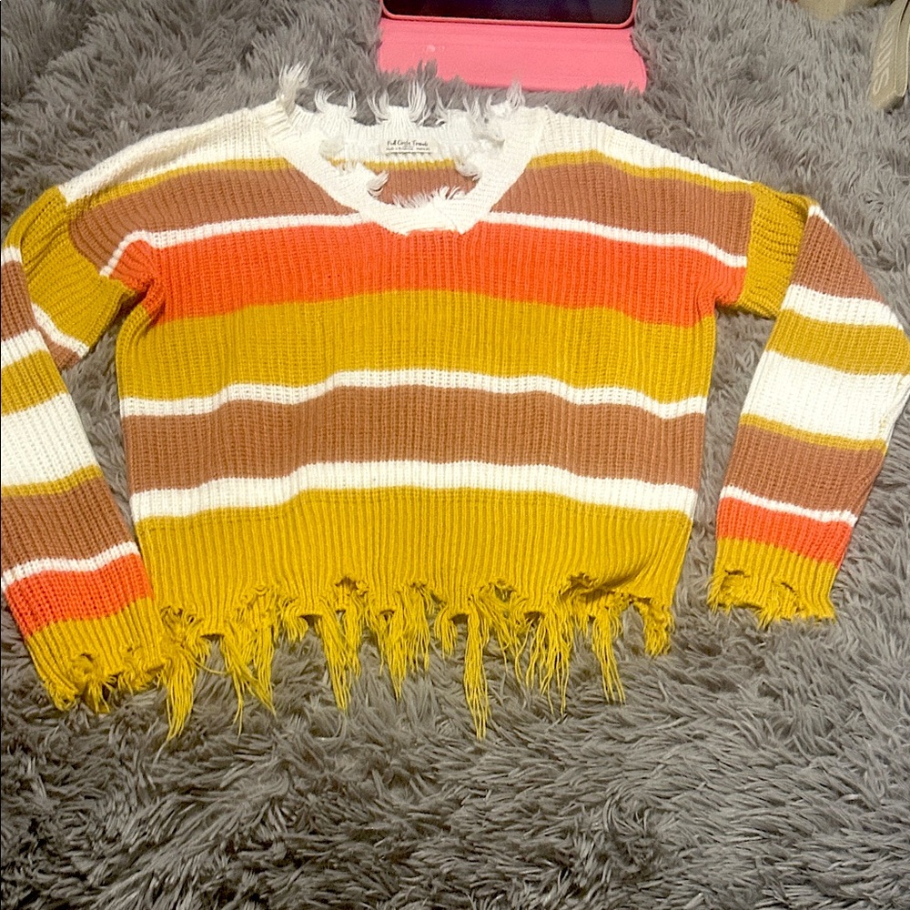 Colorful Striped V-Neck Sweater